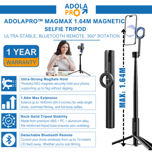 Adolapro™ MagMax 1.64m Magnetic Selfie Tripod