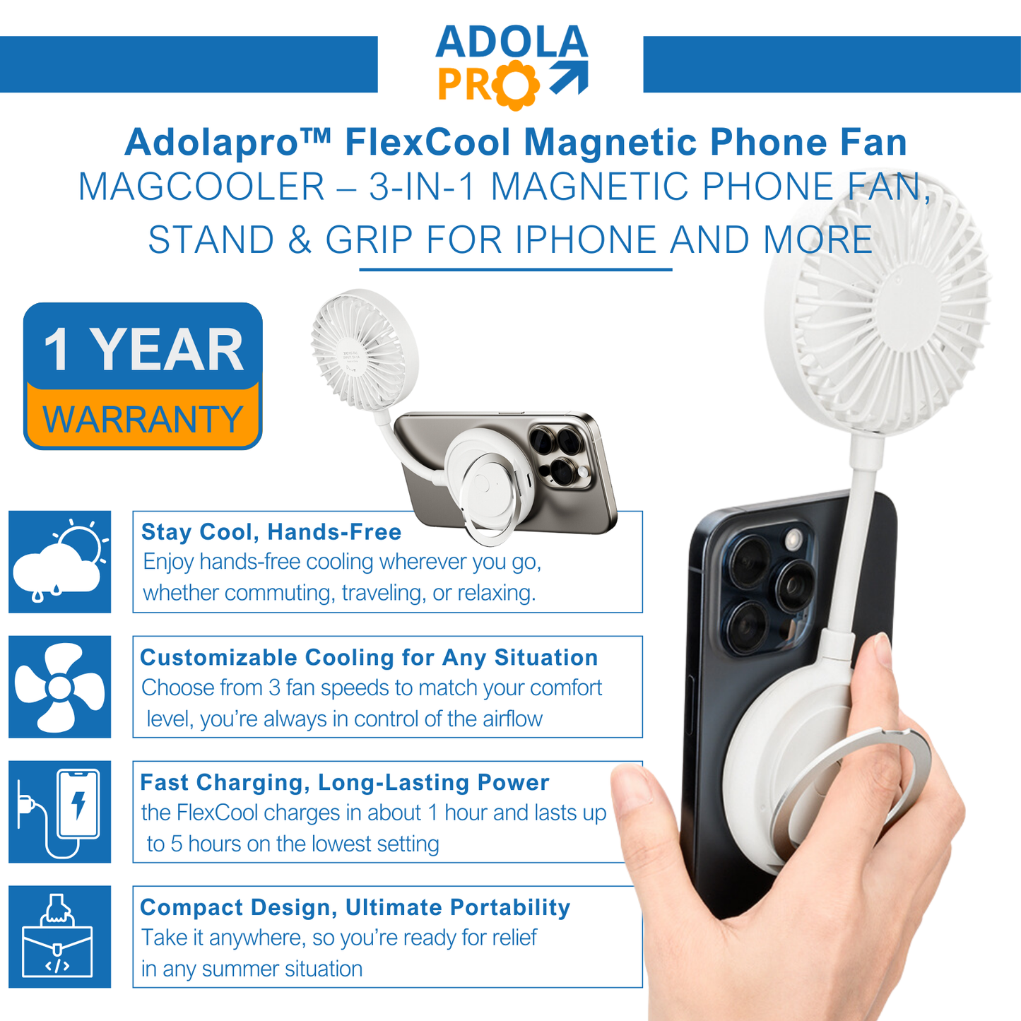 พัดลมโทรศัพท์แม่เหล็ก Adolapro™ FlexCool
