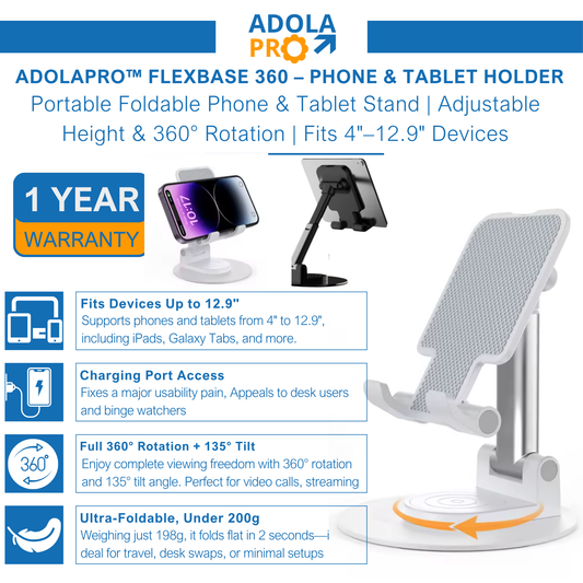 Adolapro™ FlexBase 360 – Phone & Tablet Holder
