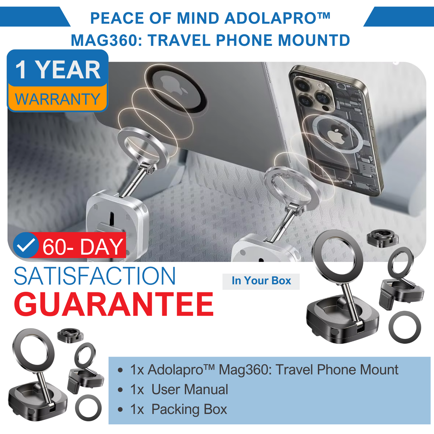 Adolapro™ Mag360: Travel Phone Mount