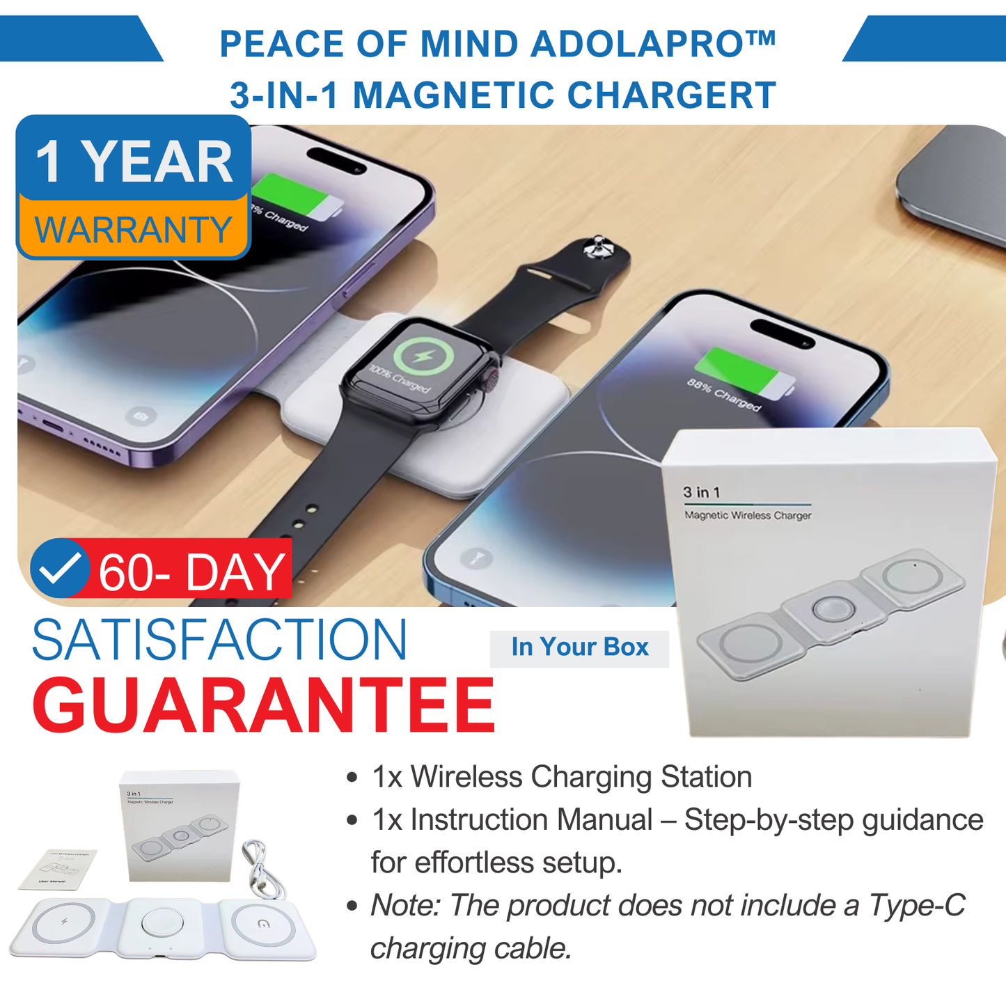 เครื่องชาร์จแม่เหล็ก Adolapro™ 3-in-1