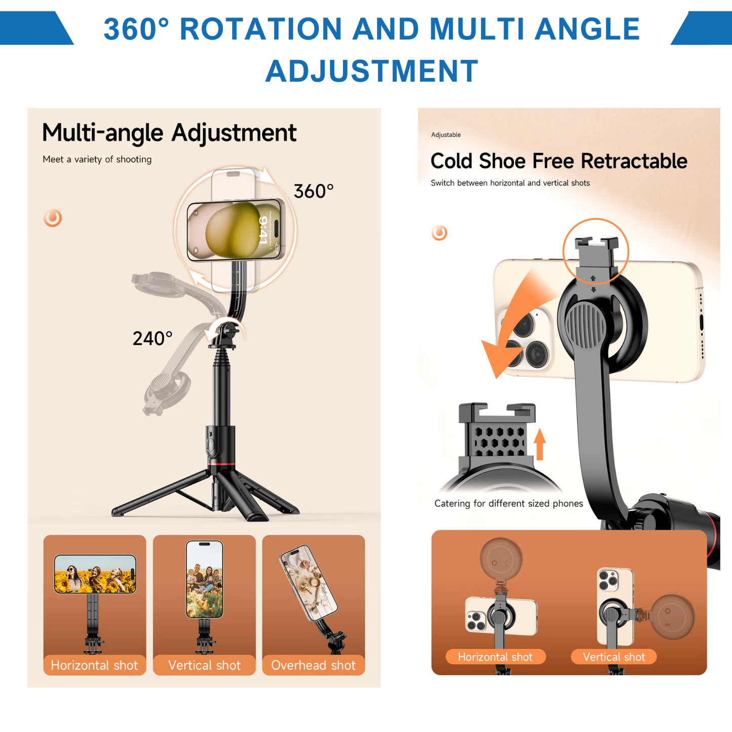 Adolapro™ Snap360 – ขาตั้งกล้องเซลฟี่แบบแม่เหล็ก