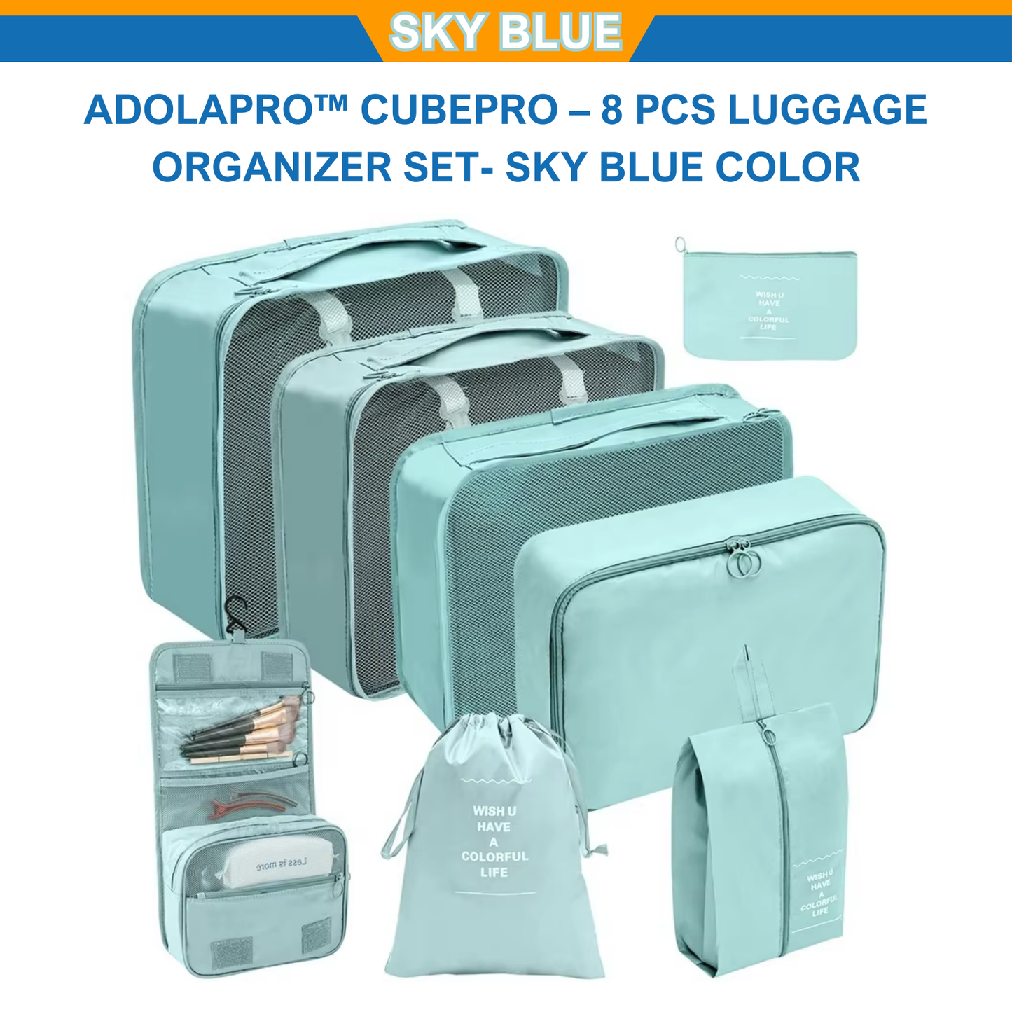 Adolapro™ CubePro – 8 PCS Luggage Organizer Set