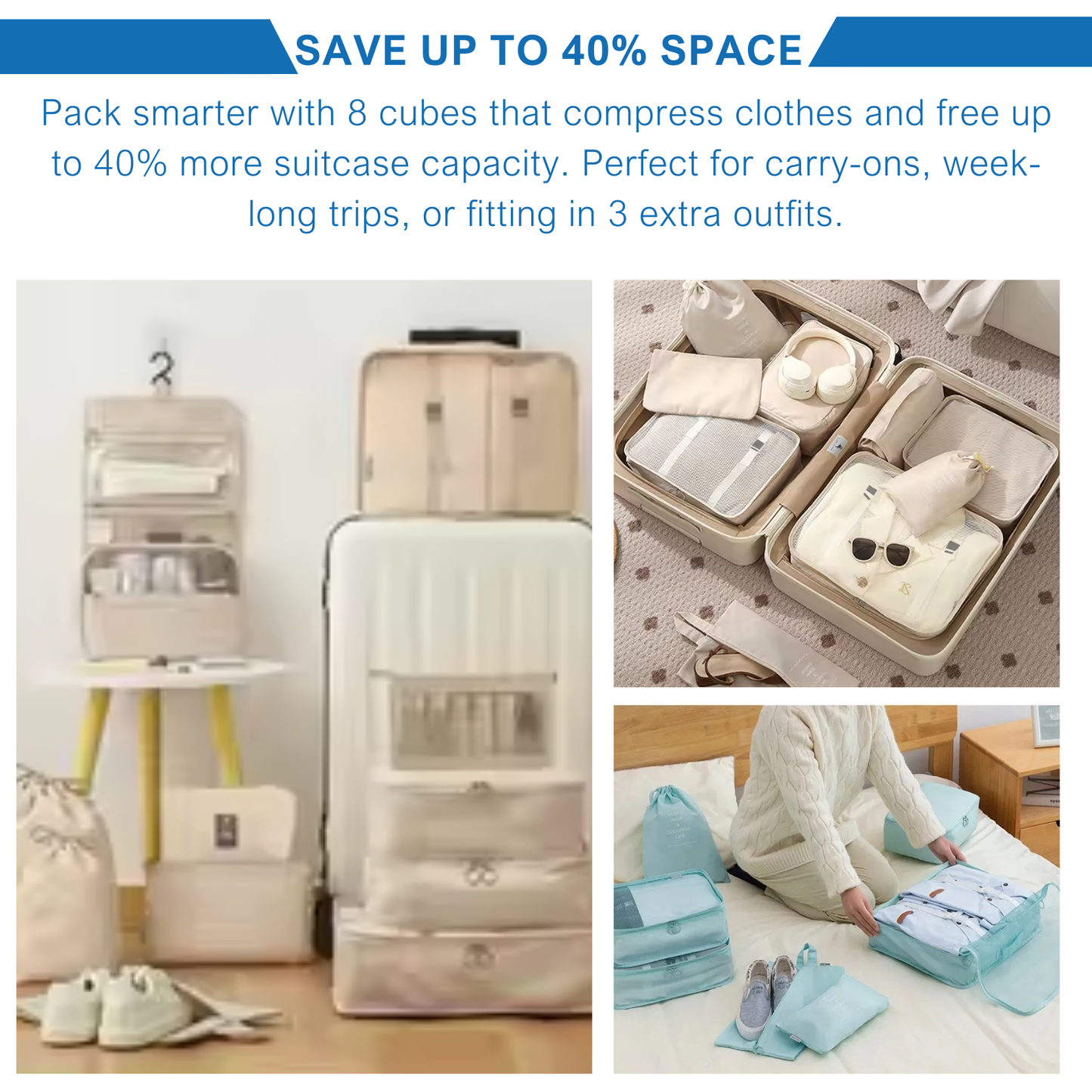 Adolapro™ CubePro – 8 PCS Luggage Organizer Set