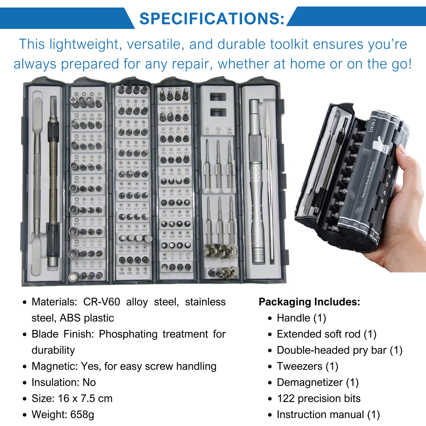 Adolapro™ 128-in-1 Magnetic Screwdriver Kit