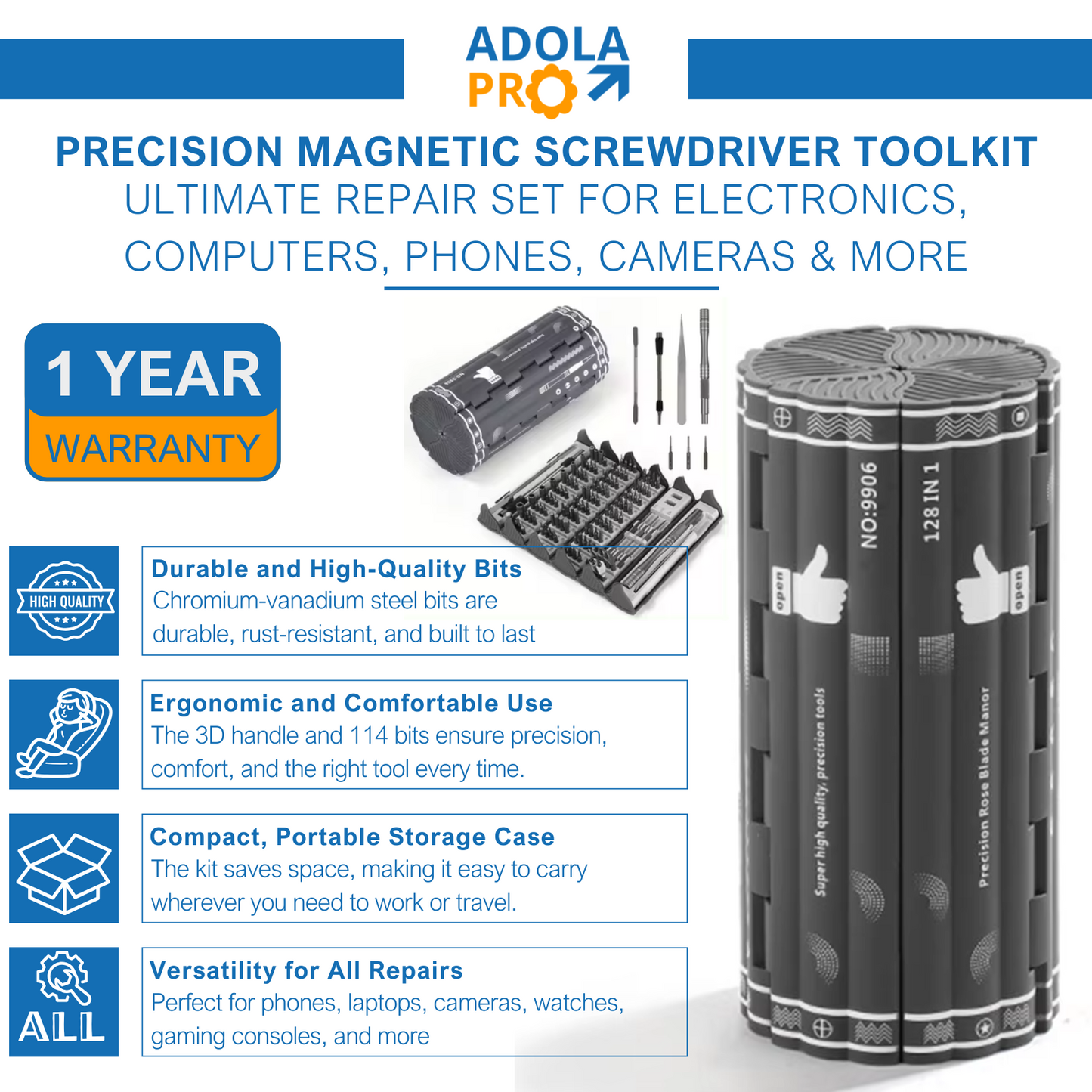 Adolapro™ 128-in-1 Magnetic Screwdriver Kit