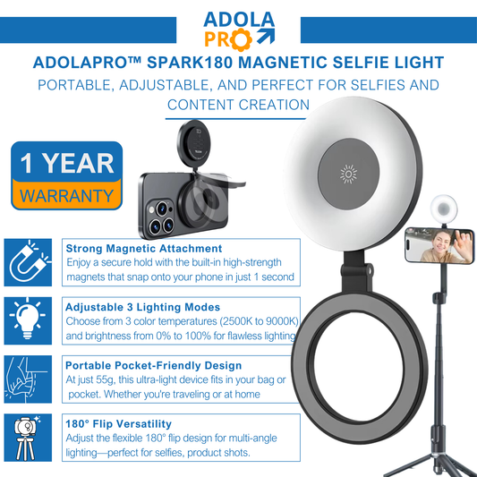 Adolapro™ Spark180 Magnetic Selfie Light