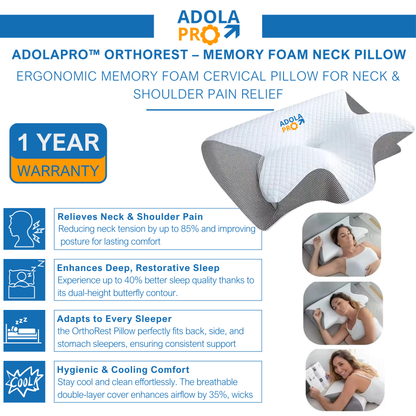 Adolapro™ OrthoRest – Memory Foam Neck Pillow