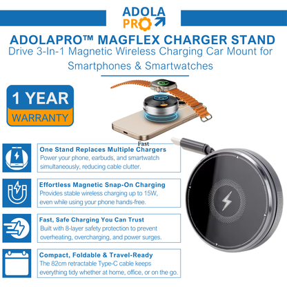 Adolapro™ MagFlex Charger Stand(for All Smartphones Cell Phone Smart Watch)