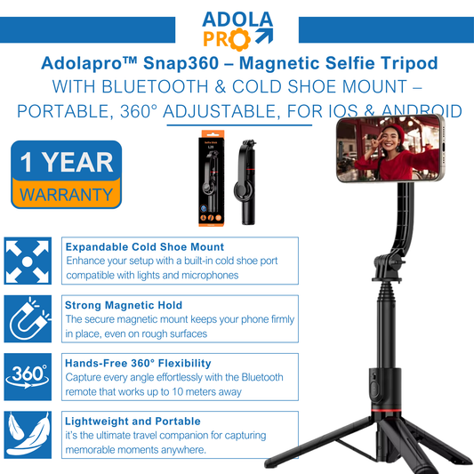 Adolapro™ Snap360 – Magnetic Selfie Tripod