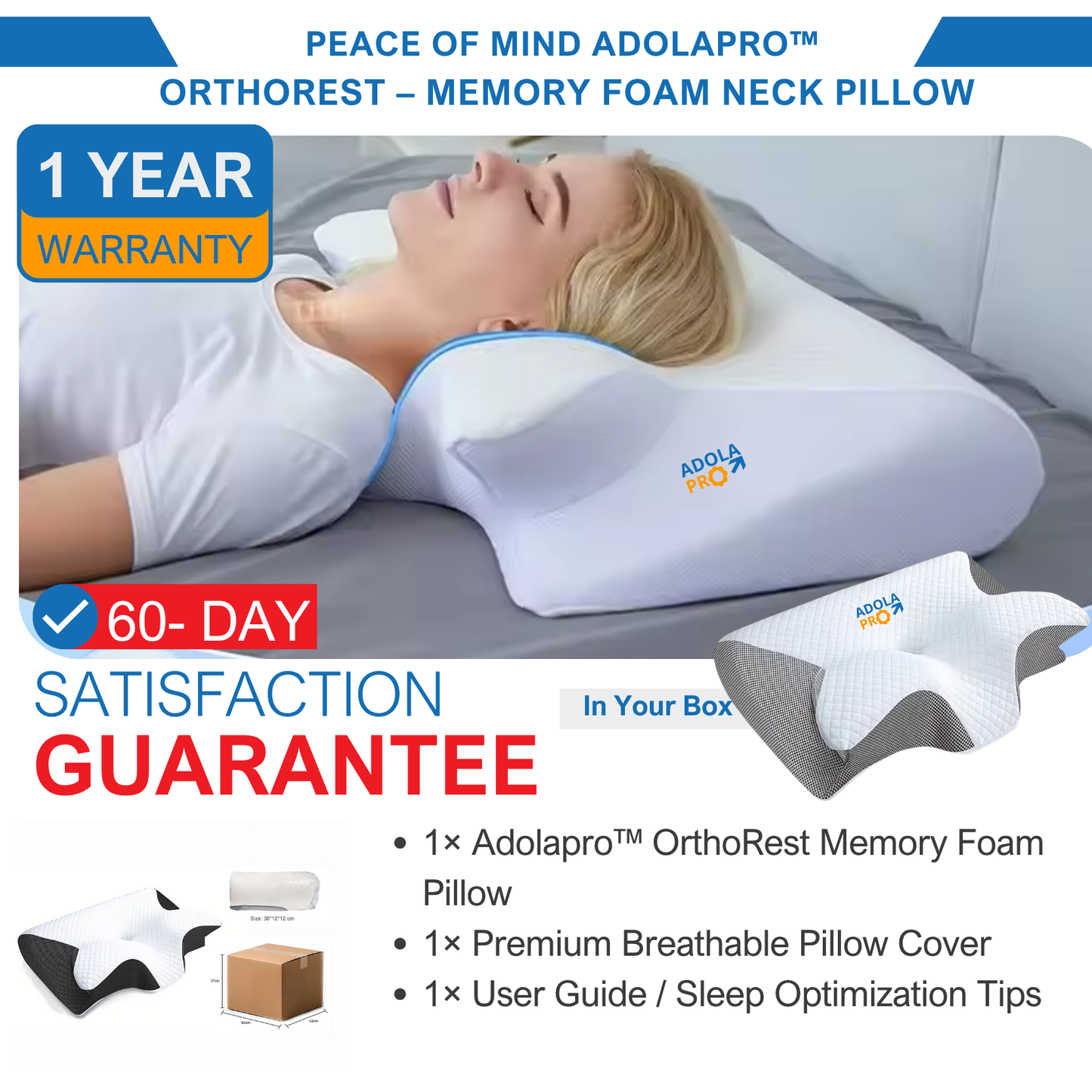 Adolapro™ OrthoRest – Memory Foam Neck Pillow
