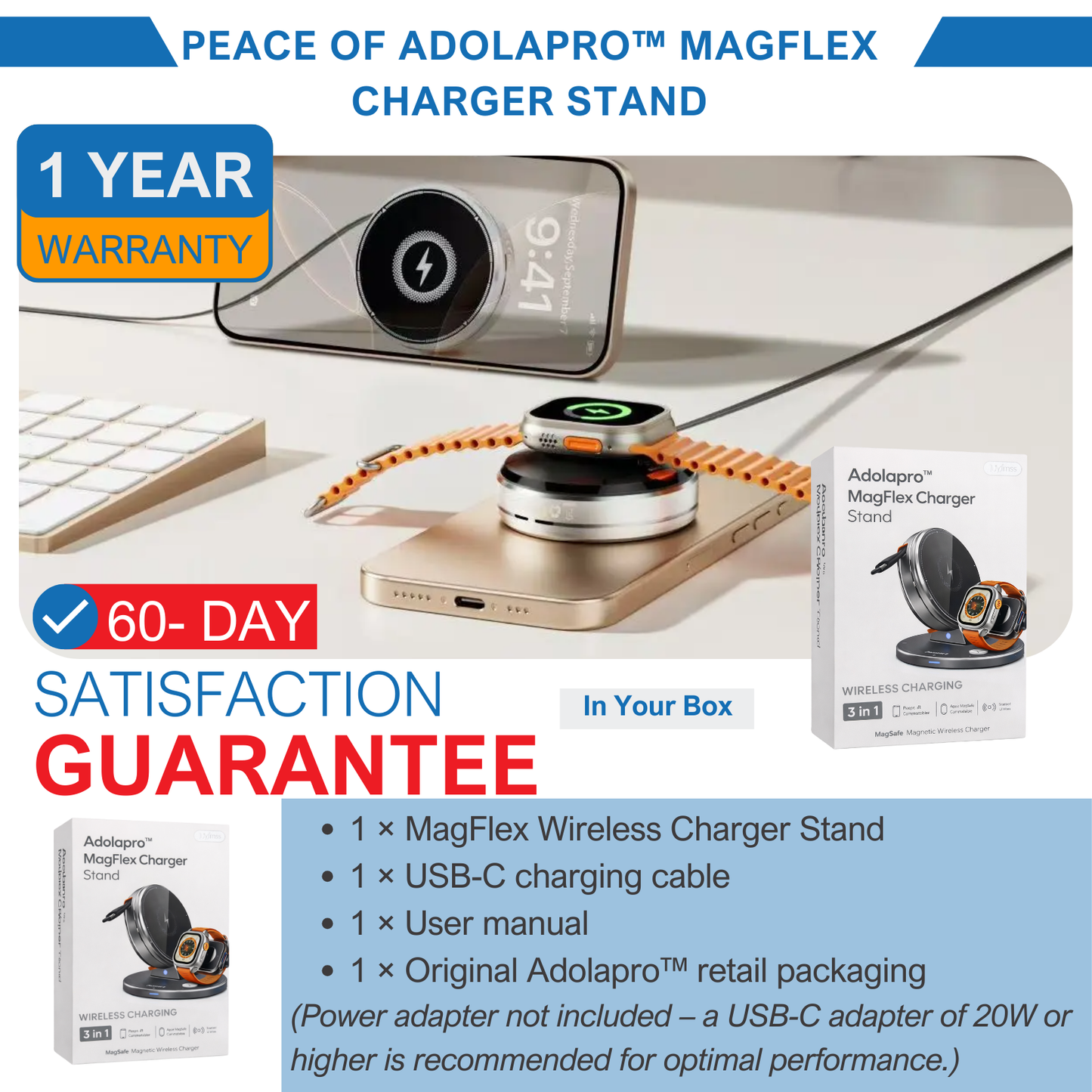 Adolapro™ MagFlex Charger Stand(for All Smartphones Cell Phone Smart Watch)