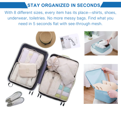 Adolapro™ CubePro – 8 PCS Luggage Organizer Set