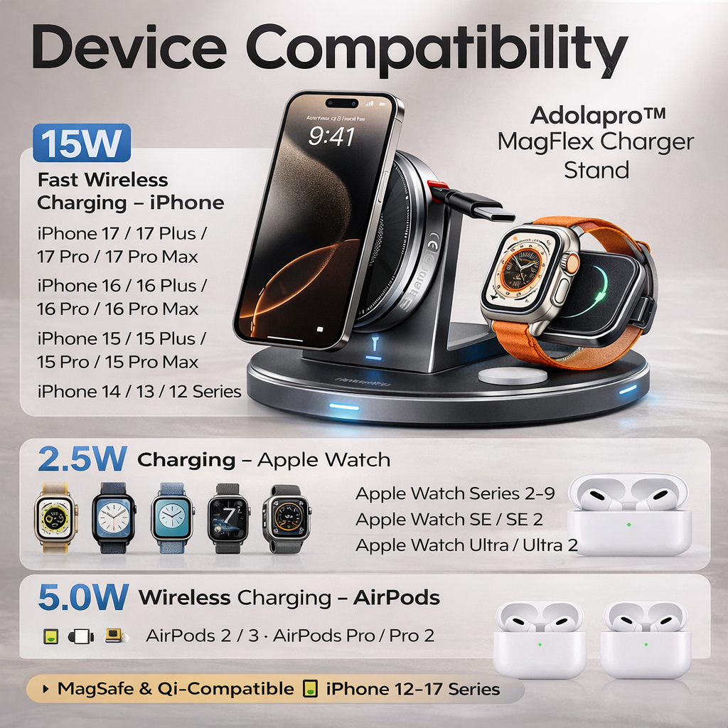 Adolapro™ MagFlex Charger Stand(for All Smartphones Cell Phone Smart Watch)